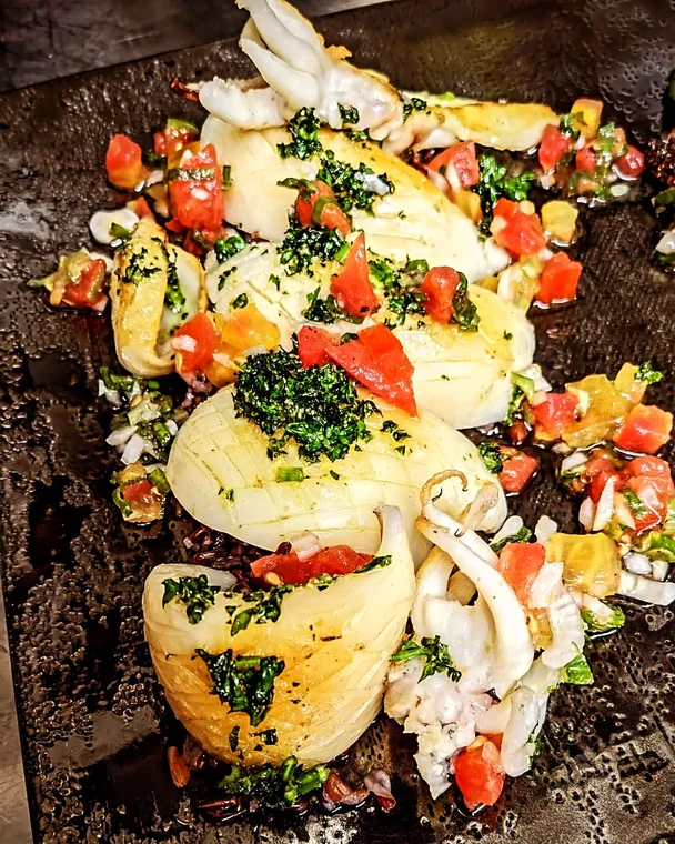 Brochette de seiches et chorizo grillés